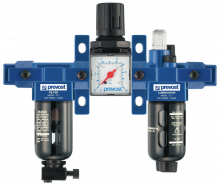 ALTO 1 - Filtro regolatore lubrificatore 3 blocchi con manometro, fissaggio e connessioni rapide